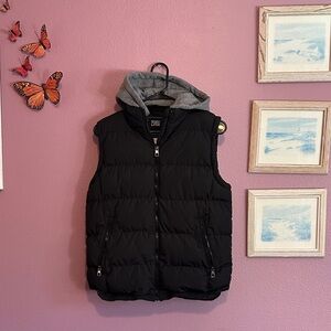 Zshow Black Puffer Vest with Gray Hood